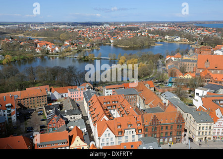 View from St Mary's Church over historic town centre and Strelasund Hanseatic City of Stralsund Mecklenburg-Western Pomerania Stock Photo