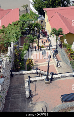 Escalantina Diego Noboa, Stairs, District of Las Penas, for climbing Cerro Santa Ana, Guayaquil, Guayas Province, Ecuador Stock Photo