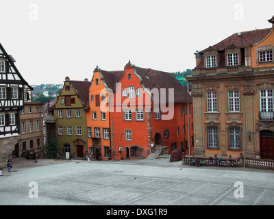 city view around the market place of Schwaebisch Hall, a town in Southern Germany Stock Photo