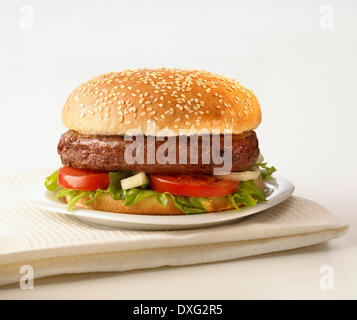 Beefburger On White Background Stock Photo