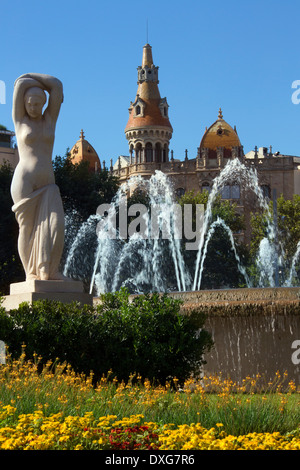 Placa Catalunya in the city of Barcelona in the Catalonia region of Spain. Stock Photo