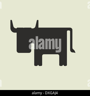 Silhouette of cute cartoon bull with horns Stock Photo