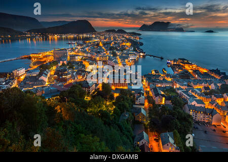 View of the town of Ålesund from Aksla hill, Ålesund, More og Romsdal, Western Norway, Norway Stock Photo