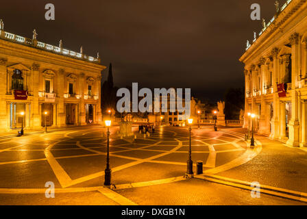 Palace of the Conservators and Palazzo Nuovo, Piazza del Campidoglio, Capitoline Hill, at night, Rome, Lazio, Italy Stock Photo