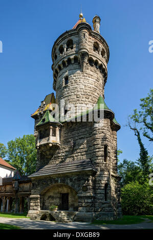 Mutterturm tower by Hubert von Herkomer at the Herkomer Museum, Landsberg am Lech, Upper Bavaria, Bavaria, Germany Stock Photo