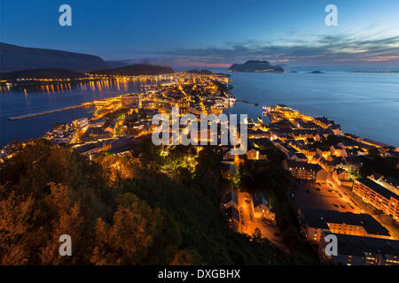 View of the town of Alesund from Aksla hill, Ålesund, More og Romsdal, Norway Stock Photo