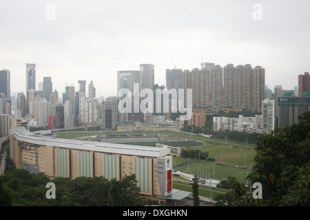 Happy Valley Sports Ground in Hong Kong and Skyline Stock Photo