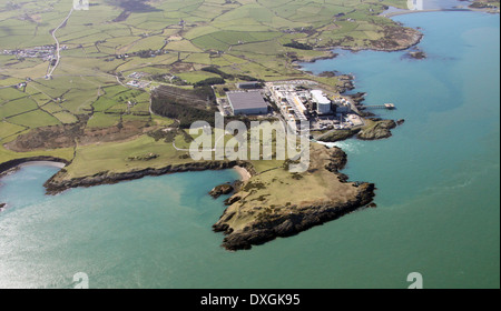 aerial view of Wylfa Nuclear Power Station on Anglesey Stock Photo