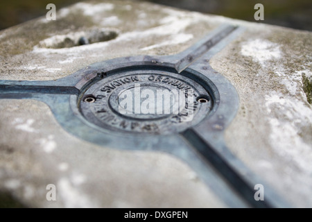 Ornance Survey Trig Point (trigonometrical station), Mull of Oa, Isle of Islay, Inner Hebrides, Scotland Stock Photo