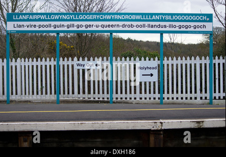 Llanfair PG railway station sign Stock Photo