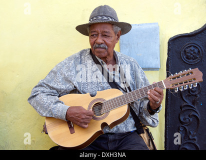 Musician playing guitar Old Havana Cuba Stock Photo
