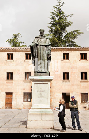 Fray Luis de Leon sculpture in University of Salamanca courtyard Stock Photo
