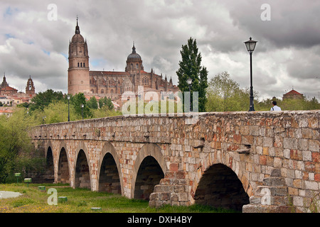 Roman bridge over Tormes river, Salamanca Stock Photo