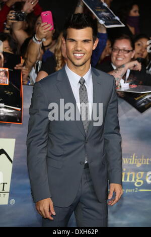 Actor Tyler Lautner The premiere of 'The Twilight Saga: Breaking Dawn - Part 2' at Nokia Theatre L.A. Live Los Angeles, California - 12.11.12 Featuring: Actor Tyler Lautner Where: United States When: 12 Nov 2012 Stock Photo