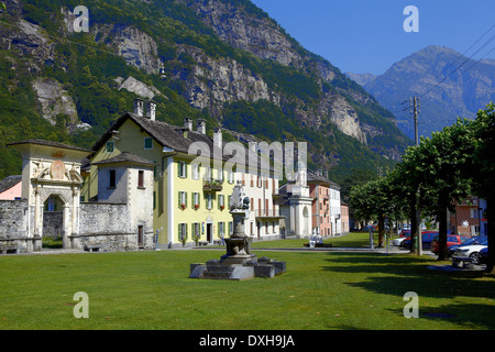 Europe, Switzerland, Ticino Canton,  Maggia Valley,  Cevio village, Via Cantonale Stock Photo