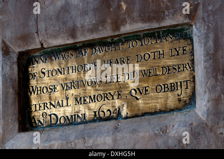 Brass memorial plaque in All Saints Church, Harbury, Warwickshire, England, UK Stock Photo