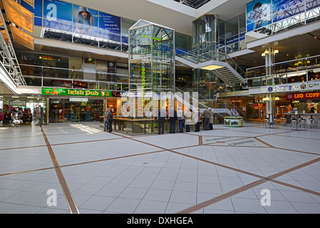 Main hall with water clock, Europa Center, Berlin, Germany, Europe Stock Photo