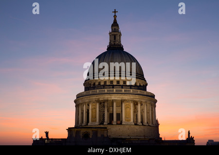 St Paul's Cathedral at dusk from rooftop of One New Change shopping centre Cheapside City of London England UK Stock Photo