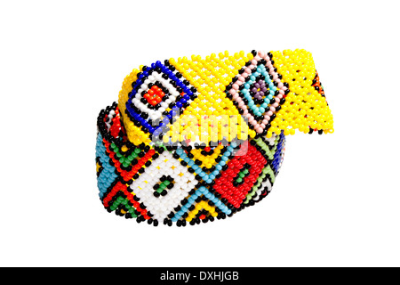 two Zulu bead work bracelets in bright colors Stock Photo