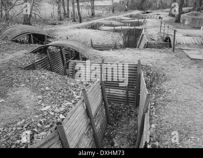 Restored British WW1 trench system at Sanctuary Wood, Hill 62, nr Ypres (Ieper), Belgium Stock Photo