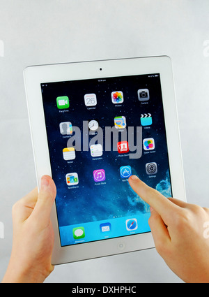 using an ipad Stock Photo