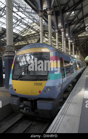 National Express train at platform Liverpool Street Station, London, England Stock Photo