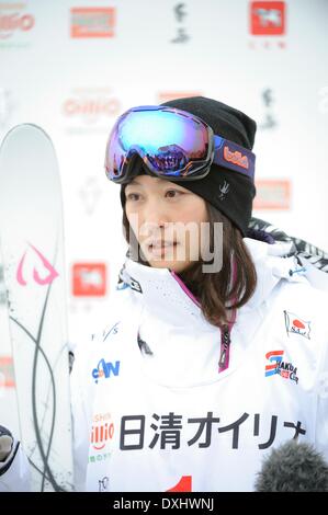 Hakuba, Nagano, Japan. Uemura will retire at the end of this season. 26th Mar, 2014. Aiko Uemura Freestyle Skiing : Aiko Uemura of Japan in interviewed during a training session at the 34th Japan Ski Championship, Freestyle Skiing in Hakuba, Nagano, Japan. Uemura will retire at the end of this season . © Hiroyuki Sato/AFLO/Alamy Live News Stock Photo