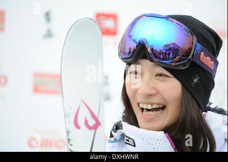 Hakuba, Nagano, Japan. Uemura will retire at the end of this season. 26th Mar, 2014. Aiko Uemura Freestyle Skiing : Aiko Uemura of Japan in interviewed during a training session at the 34th Japan Ski Championship, Freestyle Skiing in Hakuba, Nagano, Japan. Uemura will retire at the end of this season . © Hiroyuki Sato/AFLO/Alamy Live News Stock Photo