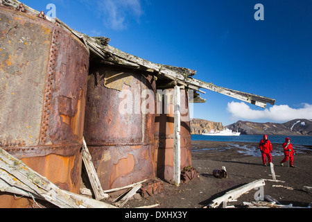 The old abandoned whaling station on Deception Island in the South Shetland Islands off the Antarctic Peninsular Stock Photo