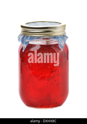 Raspberry And Rhubarb Jam Isolated On White Background Stock Photo