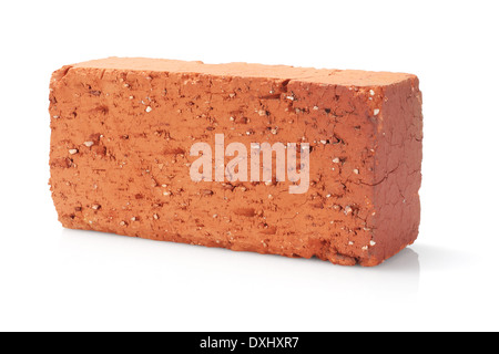 Red Clay Brick Lying On White Background Stock Photo