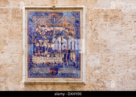 Valencia San Esteban Protomartir tiles mosaic in Spain Stock Photo