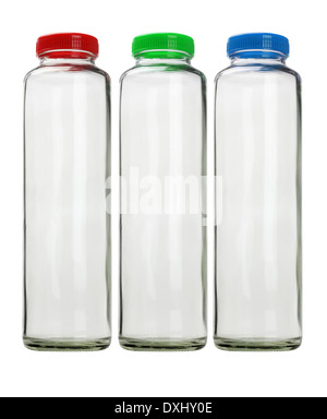 Thee Empty Glass Containers On White Background Stock Photo
