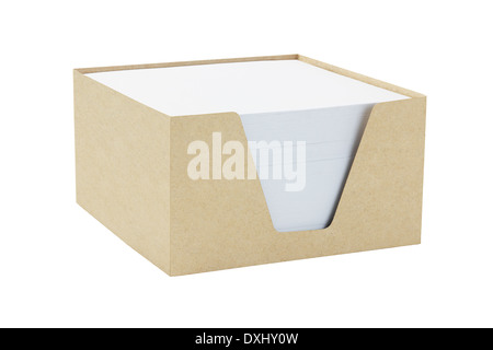 Box Of Memo Papers On White Background Stock Photo