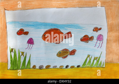 Cute fish coloring page drawing for kids Stock Vector Image & Art - Alamy