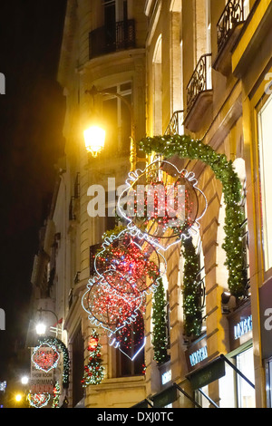 Christmas decorations on Rue St Honore, Paris, France Stock Photo ...