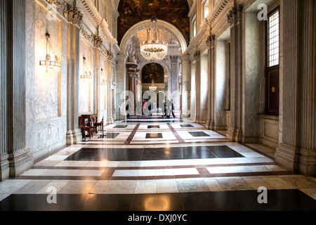 Corridor in Koninklijk Paleis (Royal Palace) in Amsterdam Stock Photo