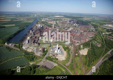 Aerial view of the Salzgitter AG in Salzgitter (Lower Saxony, Germany), picture taken at 24.05.2012 from a light aircraft. Salzgitter AG is a big steel group. Stock Photo