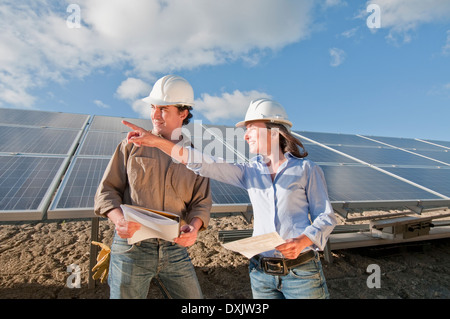 engineers in solar plant Stock Photo