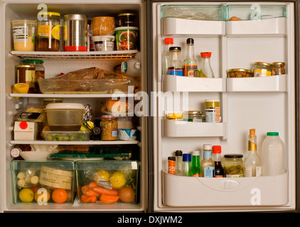 Fridge full of food Stock Photo