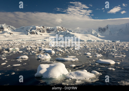 The Gerlache Strait separating the Palmer Archipelago from the Antarctic Peninsular off Anvers Island Stock Photo