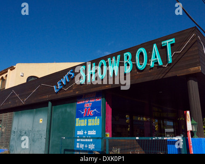 Levis Showboat bar in Benidorm Spain against a Blue sky Stock