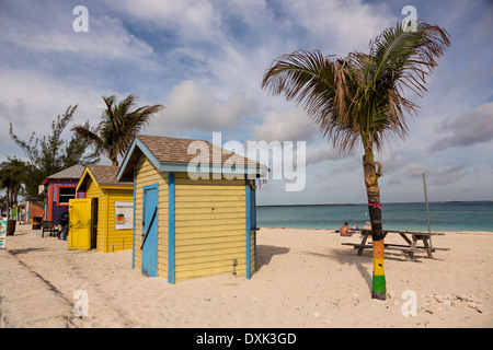 Colorful kiosks along Junkanoo Beach in Nassau, Bahamas Stock Photo