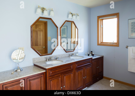 Sinks and mirrors in master bathroom Stock Photo