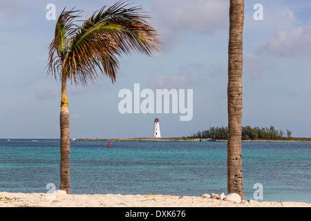 Paradise Island Hog Island Lighthouse, Nassau, Bahamas, Caribbean Stock Photo