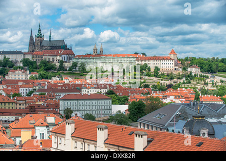 Prague Castle and city, Prague, Central Bohemia, Czech Republic Stock Photo