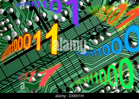 digital binary code and circuit Stock Photo