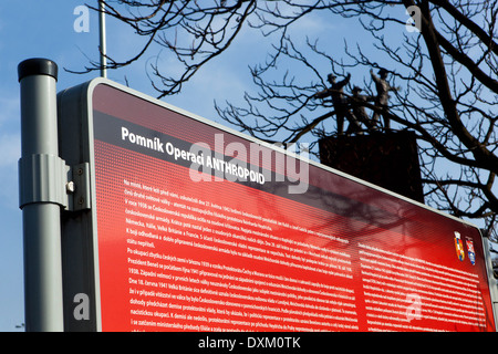 Memorial 2WW Operation Anthropoid, site of the assassination of R. Heydrich in Prague, Liben, Czech Republic Stock Photo