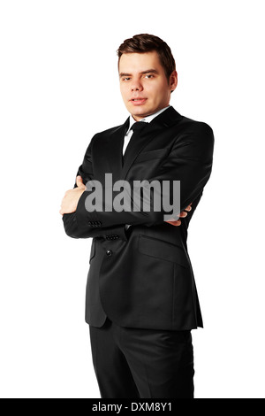 Portrait of young man against white background. Stock Photo