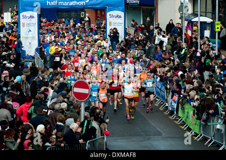 The 2014 Coventry Half Marathon start, Coventry, UK. Stock Photo